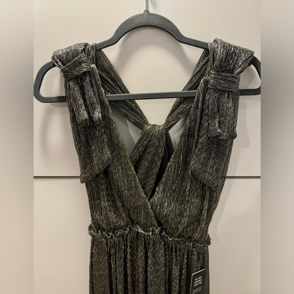 RACHEL ZOE X EXPRESS BLACK METALLIC TIE SHOULDER MAXI DRESS - Picture 4 of 7